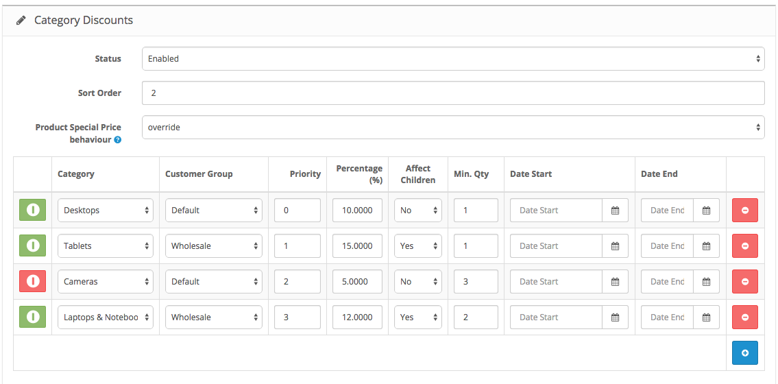 Category Discount Setup