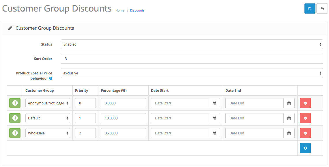 Category Discount Setup